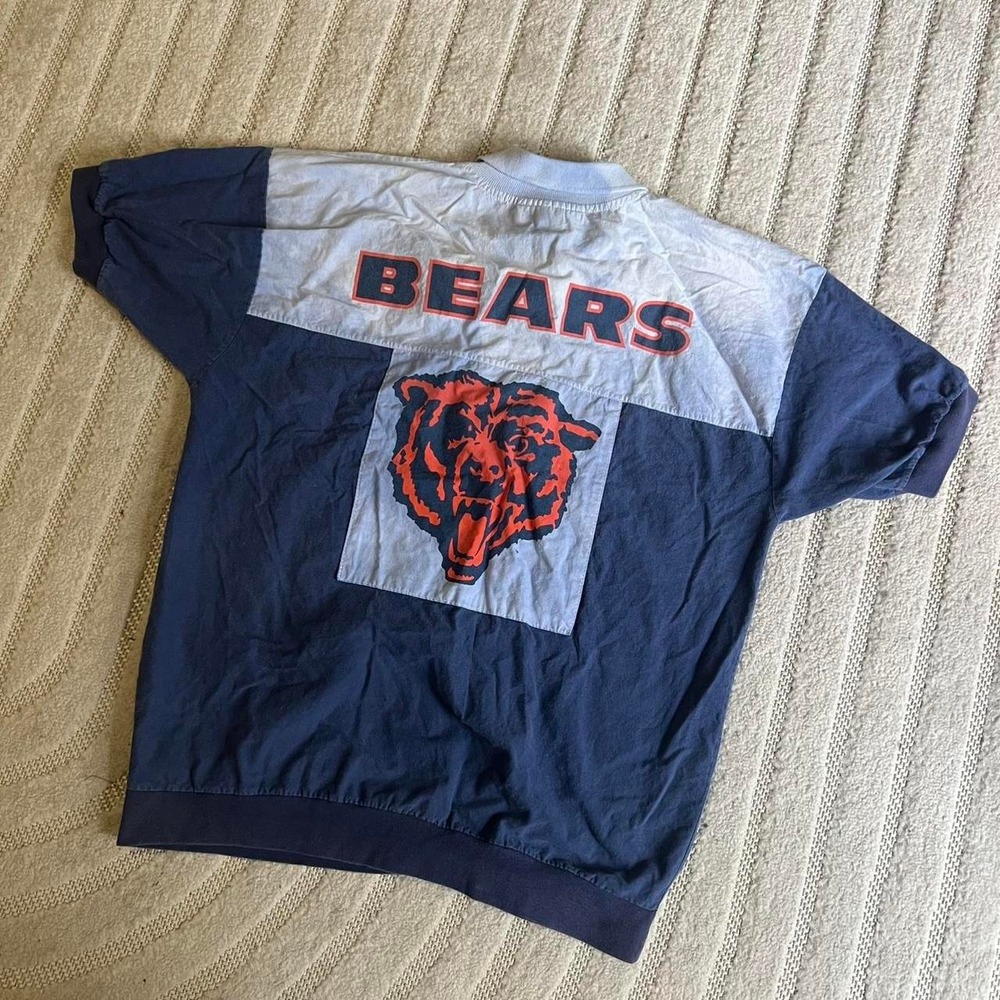 VTG 90s NFL Chicago Bears navy blue polo shirt size Large Sports Retro Preppy
